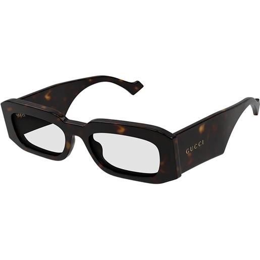 Gucci gg1426s 005 rettangolari - occhiali da sole uomo havana