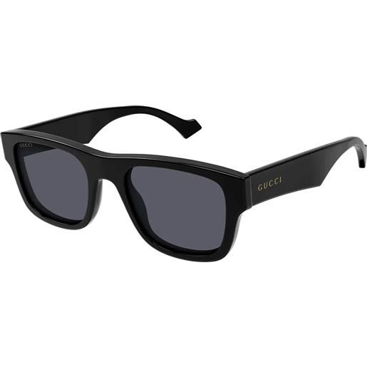 Gucci gg1427s 001 rettangolari - occhiali da sole uomo nero