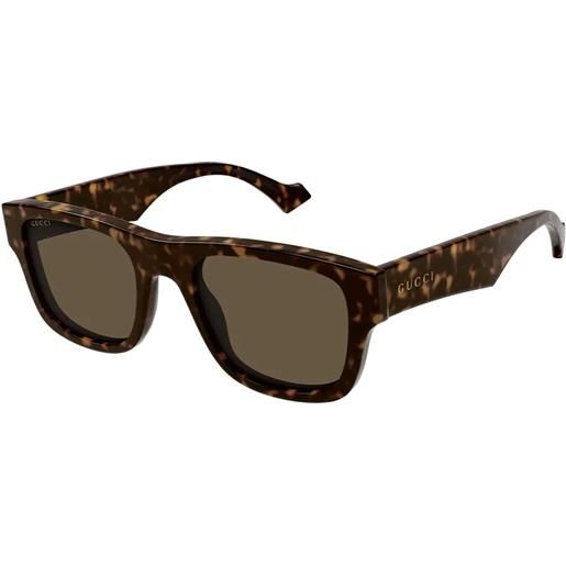 Gucci gg1427s 003 rettangolari - occhiali da sole uomo havana