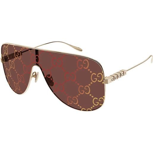 Gucci gg1436s 003 mascherina - occhiali da sole unisex oro