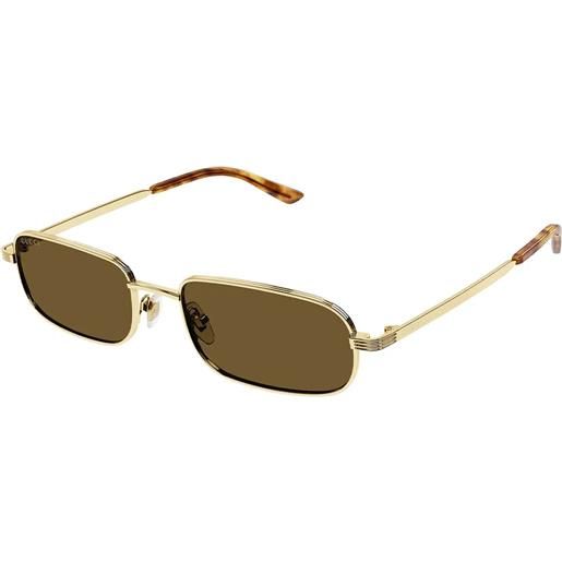Gucci gg1457s 002 rettangolari - occhiali da sole uomo oro