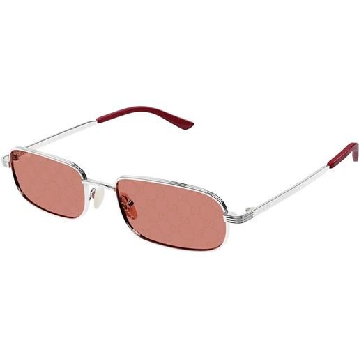 Gucci gg1457s 004 rettangolari - occhiali da sole uomo argento