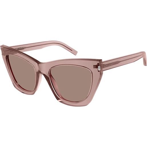 Saint Laurent kate sl 214 022 farfalla - occhiali da sole donna rosa trasparente