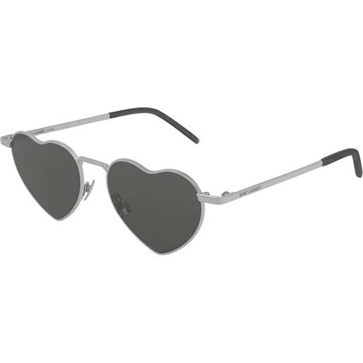 Saint Laurent loulou sl 301 001 cuore - occhiali da sole unisex argento