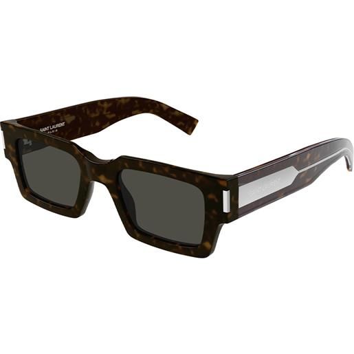 Saint Laurent sl 572 002 crystal squadrati - occhiali da sole unisex havana