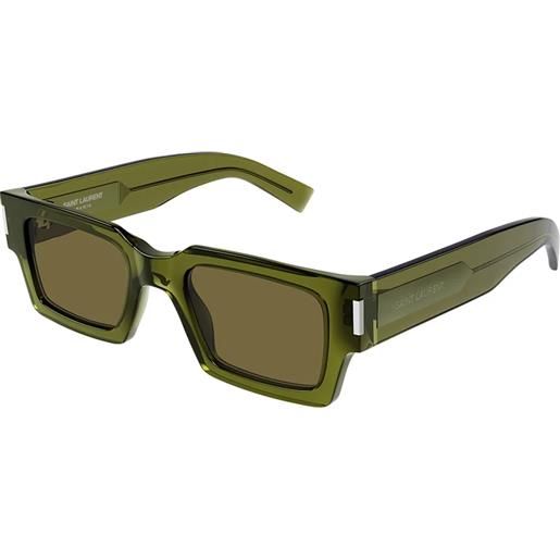 Saint Laurent sl 572 005 squadrati - occhiali da sole unisex verde trasparente