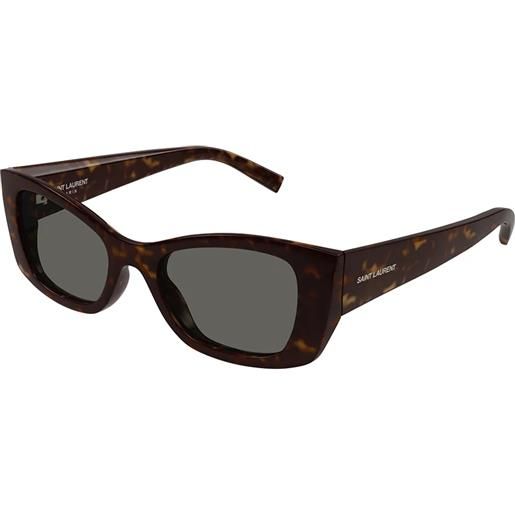 Saint Laurent sl 593 002 cat-eye - occhiali da sole donna dark havana