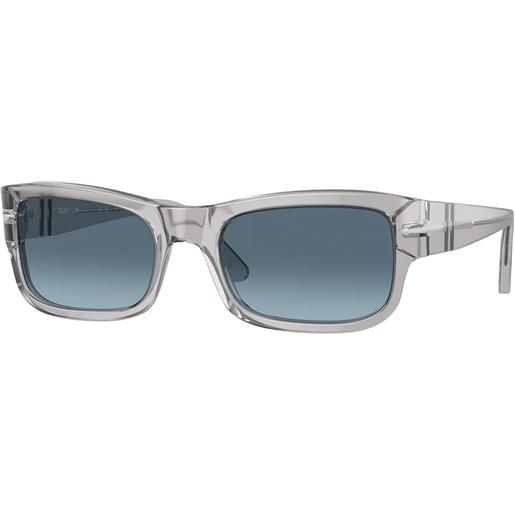 Persol po3326s 309/q8 rettangolari - occhiali da sole unisex grigio trasparente