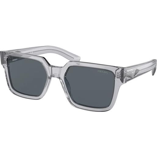 Prada pr03zs u430a9 rettangolari - occhiali da sole uomo grigio trasparente
