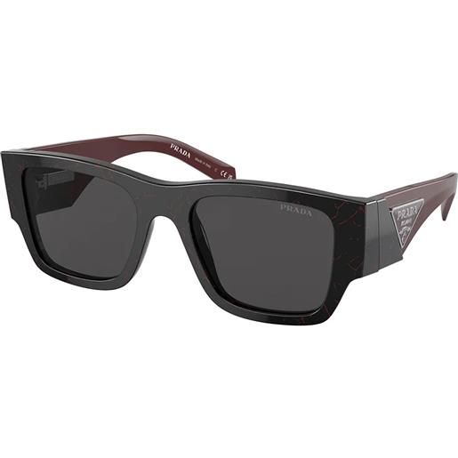 Prada pr10zs 11f5s0 rettangolari - occhiali da sole uomo nero multicolor