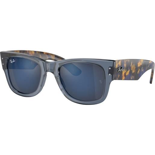 Ray-Ban mega wayfarer rb0840s 6638o4 squadrati - occhiali da sole unisex blu trasparente
