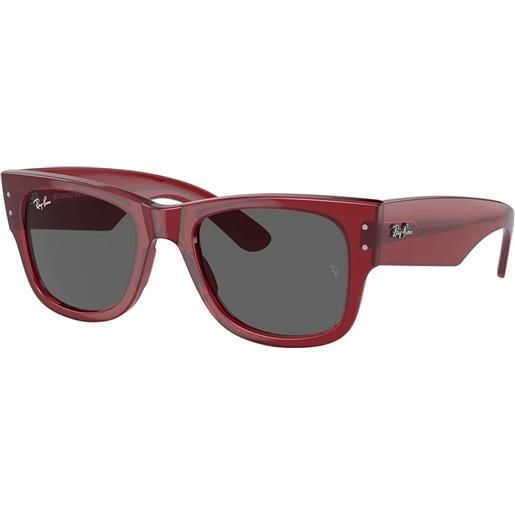 Ray-Ban mega wayfarer rb0840s 6679b1 squadrati - occhiali da sole unisex rosso trasparente