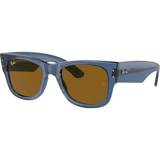 Ray-Ban mega wayfarer rb0840s 668073 squadrati - occhiali da sole unisex blu trasparente