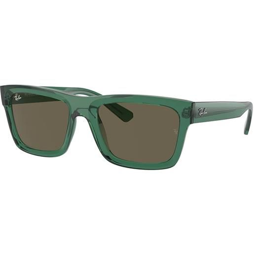 Ray-Ban warren rb4396 6681/3 rettangolari - occhiali da sole unisex verde trasparente
