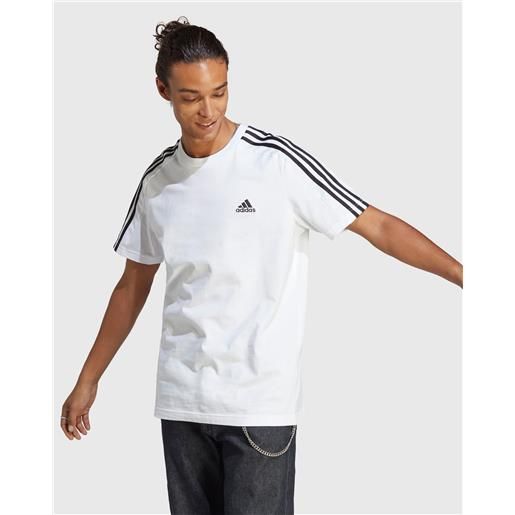 Adidas t-shirt essentials single jersey 3-stripes bianco uomo