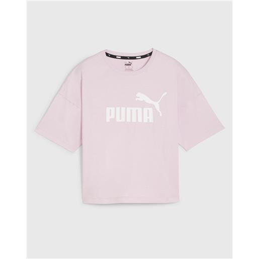 Puma t-shirt corta con logo essentials rosa donna