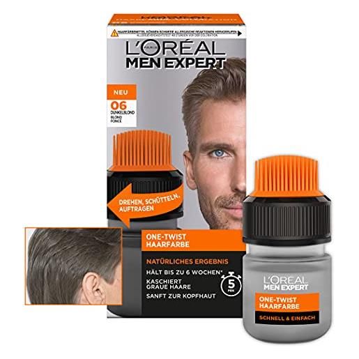 L'Oréal Paris men expert l'oréal men expert colore per capelli da uomo, copertura per capelli grigi al 100% e durata di 6 settimane, adatto per tutti i tipi di capelli, tinta one twist, n. 6 biondo scuro, 1 pezzo