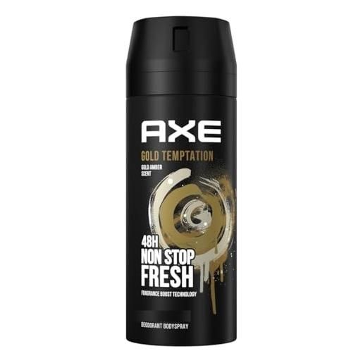 Axe men, deodorante/spray per il corpo gold temptation, confezione da 6 (6 x 150 ml) (etichetta in lingua italiana non garantita)