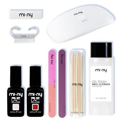 MI-NY kit peel off lac mini led white - 2 smalti blush & lipstick red