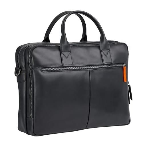 Davidoff essentials briefcase - valigetta uomo in pelle - borsa porta pc per laptop da 13/14 pollici - elegante borsa uomo tracolla per lavoro e ufficio