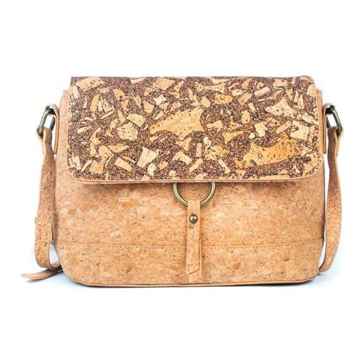 DeCarbonize crossbody borsa a tracolla in sughero pelle vegana sostenibile donna borsa a tracolla, marrone, 22 cm x 16.5 cm x 2 cm