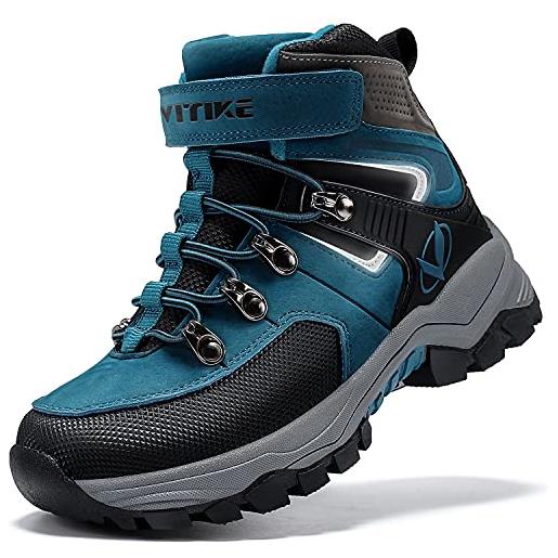 ASHION scarpe da escursionismo stivali da neve scarpe da trekking calzature da escursionismo unisex - bambino(h blu, 35 eu)