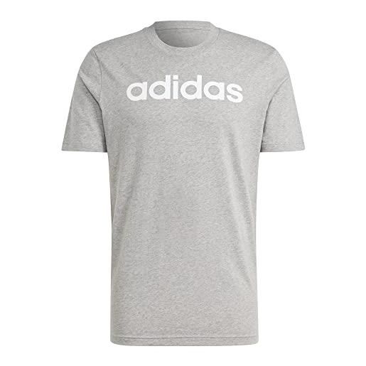 adidas essentials single jersey linear embroidered logo short sleeve t-shirt, maglietta uomo, white/black, s