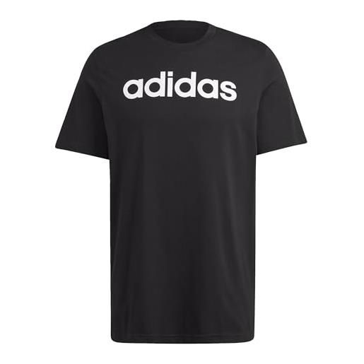 adidas essentials single jersey linear embroidered logo short sleeve t-shirt, maglietta uomo, medium grey heather, xl