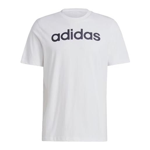 adidas essentials single jersey linear embroidered logo short sleeve t-shirt, maglietta uomo, white/black, xxl