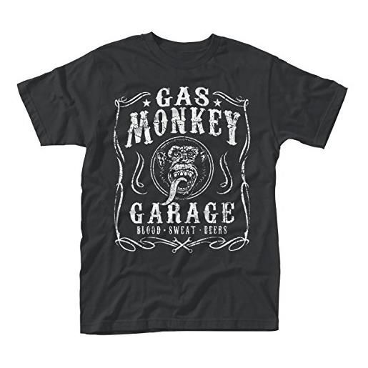 Grindstore plastic head gas monkey garage flourish maglietta, nero, s uomo