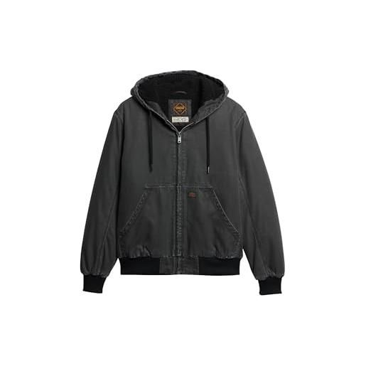 Superdry vintage workwear hooded bomber giacca, bison nero, xl uomo