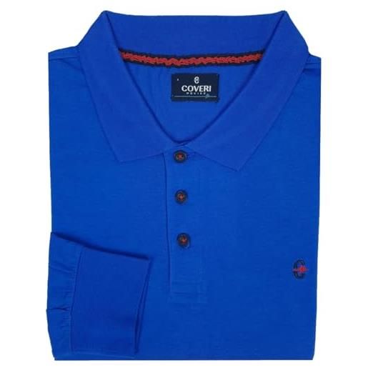 Coveri maglietta a polo uomo maniche lunghe 100% cotone primaverile blu m l xl xxl xxxl (xxl - blu)
