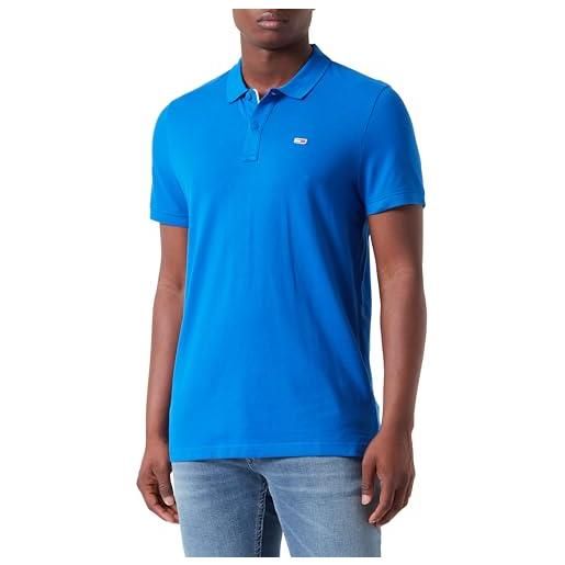 Tommy Jeans maglietta polo maniche corte uomo slim fit, blu (persian blue), m