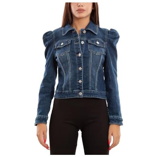 Toocool giacca di jeans donna denim casual giacchetto maniche sbuffo lg581 [s, blu]