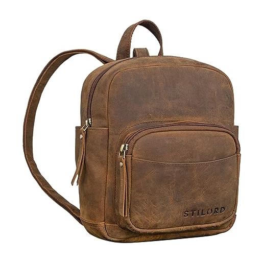 STILORD 'gerda' mini zaino donna in pelle vintage daypack piccolo daypack zaino moderno borsetta in vera pelle di alta qualità, colore: vinto - marrone