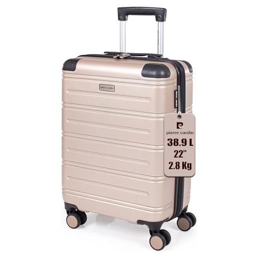 Pierre Cardin valigia rigida abs - bagaglio da viaggio con 8 ruote spinner | maniglia telescopica per trascinamento | valigia rigida lyon cl889, champagne, s, valigia