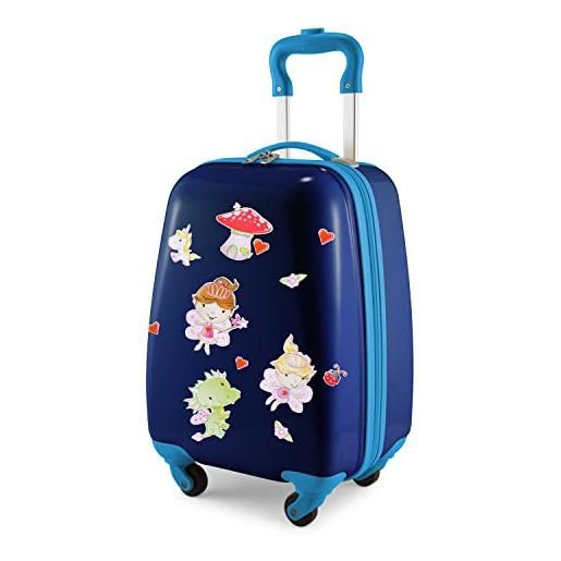 Hauptstadtkoffer - bagagli per bambini, custodia rigida, bagaglio a bordo per bambini abs/pc, , blu scuro + adesivo fata, bagagli per bambini