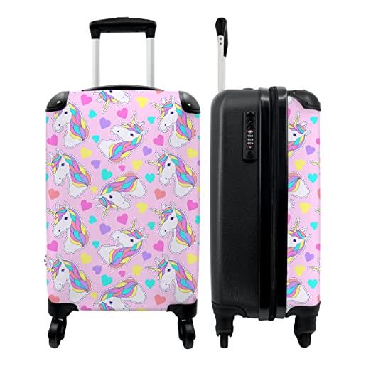 NoBoringSuitcases.com valigia - unicorno - ragazza - motivo - cuore - 35x55x20 - bagaglio a mano