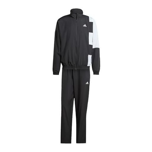 adidas sportswear colorblock track suit tuta, black/white, m men's