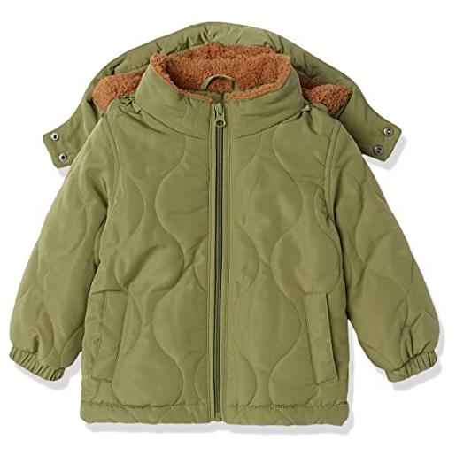 Amazon Essentials giacca trapuntata foderata in sherpa di poliestere riciclato (precedentemente amazon aware) unisex bambini e ragazzi, verde oliva, 8 anni
