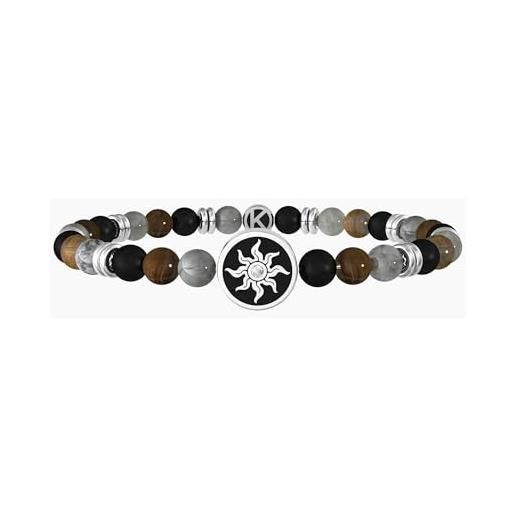 KIDULT - bracciale in acciaio 316l pvd nero pietre cristall | symbols
