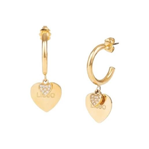 Liu Jo Jeans liu-jo orecchini orecchini in acciaio colore gold perdente cuore e cristalli lj2168 marca, estándar, metalli non preziosi, nessuna pietra preziosa
