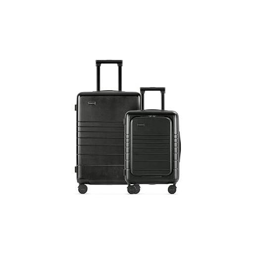 ETERNITIVE - set di 2 valigie rigide - piccola e media | valigie da viaggio in policarbonato & abs | dimensioni: 54 & 64 cm | set di valigie con lucchetto tsa | ruote a 360° | valigie durevole | nero