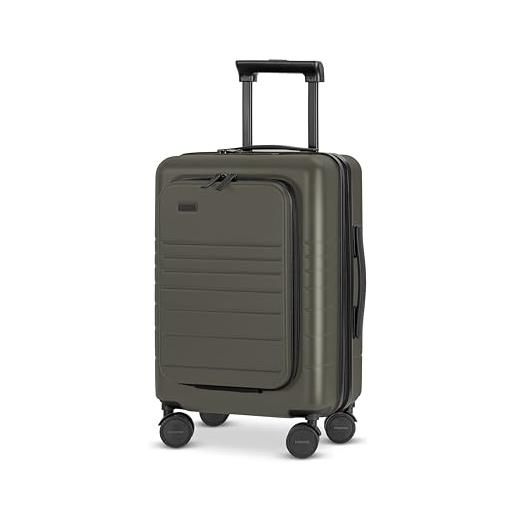 ETERNITIVE - valigia piccola | valigia rigida in policarbonato & abs | dimensioni: 54 x 34 x 23,5 cm 33l | porta usb-c e usb-a | trolley bagaglio a mano con lucchetto tsa | ruote a 360° | oliva
