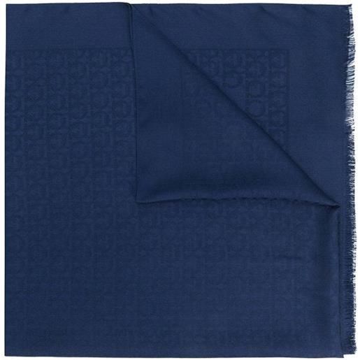 Ferragamo foulard oxford in seta-lana stampa gancini