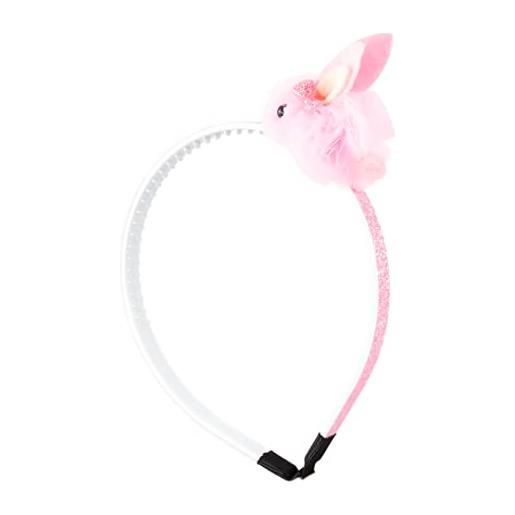 Righe e Pois 133-323 - cerchietto per capelli bambina in glitter con applicazione coniglietto in toulle (rosa)