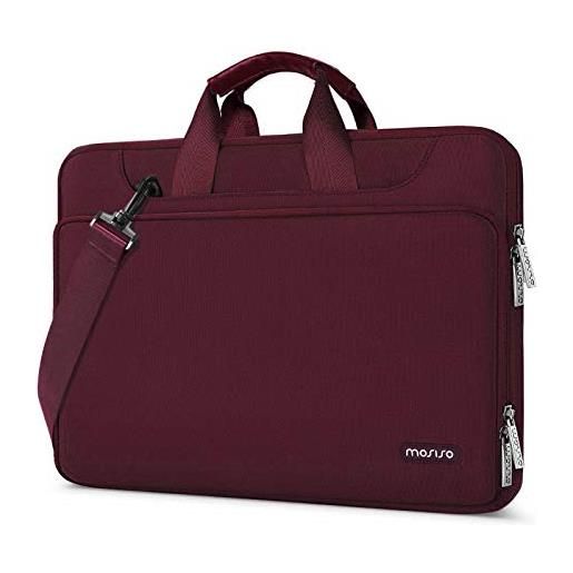 MOSISO 360 protezione laptop spalla borsa compatibile con mac. Book air 15 pollici m2 a2941 2023/pro 16 2023-2019,15-15,6 pollici notebook, matching colore sleeve con cintura, vino rosso