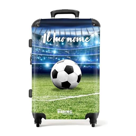 NoBoringSuitcases.com © valigia per bambini valigia per bambini valigia da viaggio bagaglio per bambini a 4 ruote, serratura tsa (personalizzato: pallone da calcio, stadio) (valigia media 67x43x25 cm)