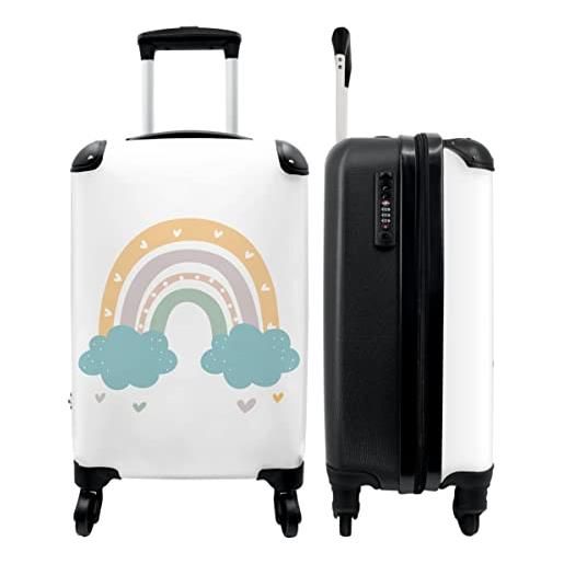 NoBoringSuitcases.com valigia - arcobaleno - ragazze - cuori - pastello - 35x55x20 - bagaglio a mano