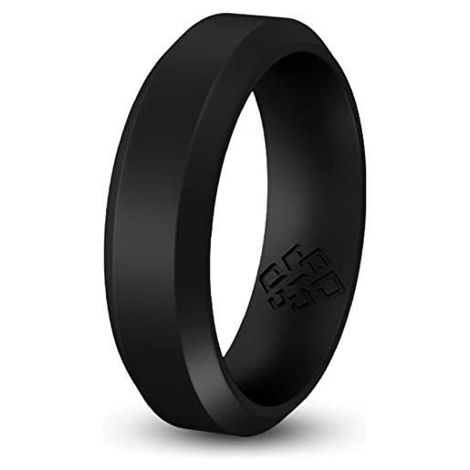 Knot Theory anello in silicone nero satinato per uomo donna - fede nuziale da 6 mm, misura 9, size 9 (6mm bandwidth), silicone